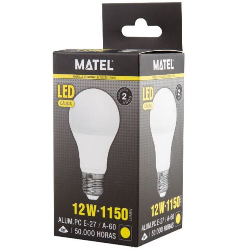 BOMBILLA LED STANDARD ALUM.PC E27 12w CALIDA