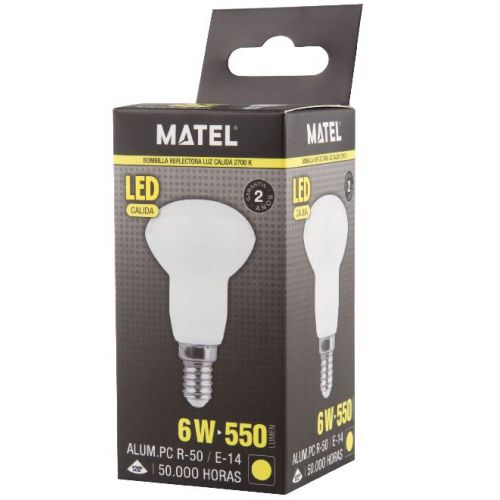 BOMBILLA LED REFL.ALUM PC R-50 E14 6w CALIDA