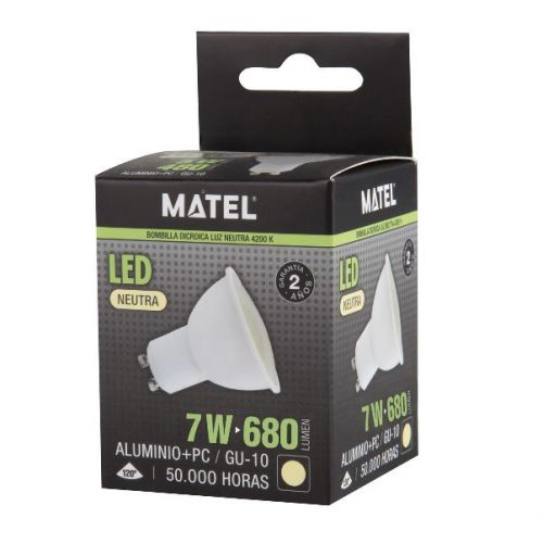BOMBILLA LED DICROICA 120º GU10 7w NEUTRA