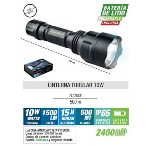LINTERNA LED TUBULAR L/ALCANCE 10W 500M