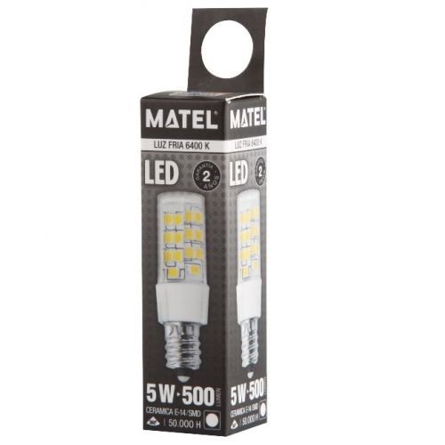 BOMBILLA LED TUBULAR E14 5w 360º FRIA