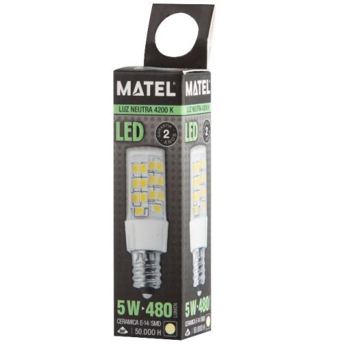 BOMBILLA LED TUBULAR E14 5w 360º NEUTRA