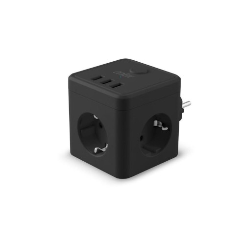 POWERCUBE 10A 3 TOMAS+3 USB NEGRO