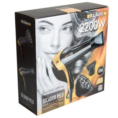 SECADOR PELO 2200W AC NEGRO/DORADO KUKEN