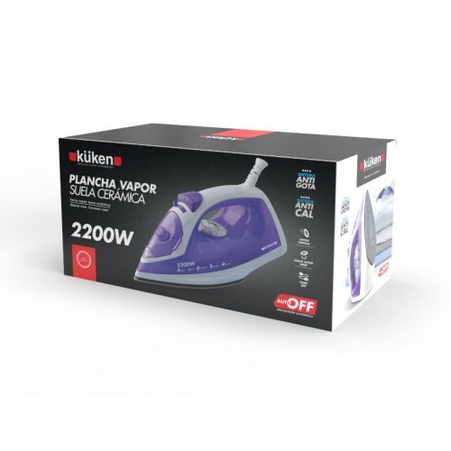 PLANCHA VAPOR 2200W SUELA CERAMICA KUKEN