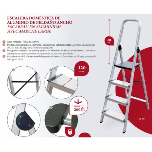 ESCALERA ALUMINIO 3 PELD ANCHO 12CM EN131