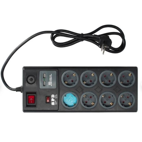 BASE MULTIPLE 8T+2USB+INTERR 3X1,5 1,40M NEGRO