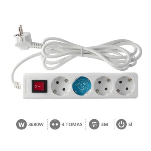 BASE MULTIPLE 4T C/INTERR 3X1,5 3M BLANCO