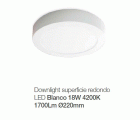 DOWNLIGHT SUPERFICIE LED REDONDO 18W BLANCO