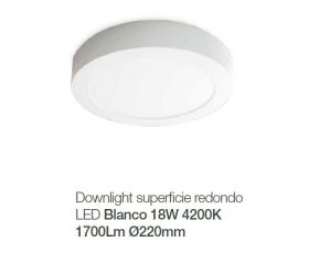 DOWNLIGHT SUPERFICIE LED REDONDO 18W BLANCO