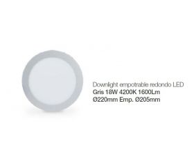 DOWNLIGHT EMPOTRAR LED REDONDO 18W GRIS