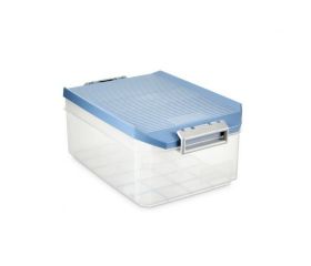 CAJA PLAST TRANSP C/TAPA AZUL 19X30X12cm 4,5L