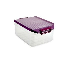 CAJA PLAST TRANSP C/TAPA MORADA 19X30X12cm 4,5L