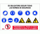 CARTEL PVC 1000X700mm 12 SEÑALES COMBINADAS OBRA
