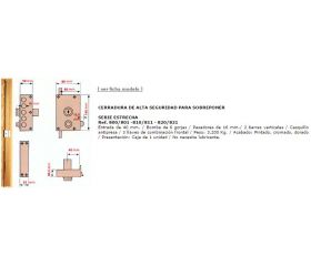 CERRADURA SEGURIDAD 3P 800-D ESMALTADA ORO