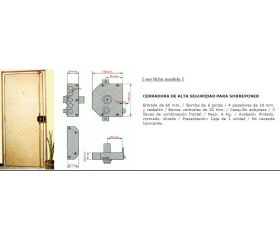 CERRADURA SEGURIDAD 3P 9001-IZQ ESMALTADA ORO