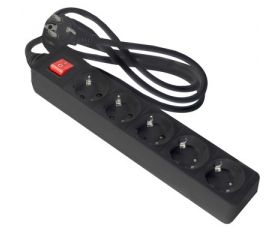 BASE MULTIPLE 5T C/INTER C/CABLE 1,5M NEGRO