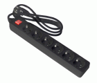 BASE MULTIPLE 6T C/INTER C/CABLE 1,5M NEGRO