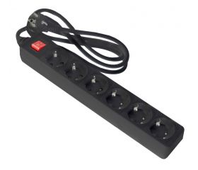 BASE MULTIPLE 6T C/INTER C/CABLE 1,5M NEGRO