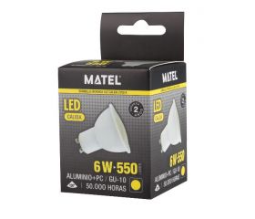 BOMBILLA LED DICROICA 120º GU10 6w CALIDA
