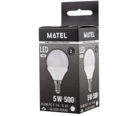 LAMPARA LED ESFERICA E14 5W FRIA