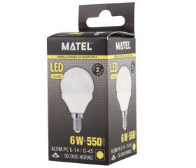 LAMPARA ESFERICA LED ALUM PC E14 6W CALIDA
