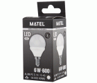 LAMPARA LED ESFERICA ALUM PC E14 6W FRIA