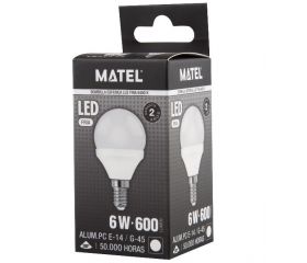 LAMPARA LED ESFERICA ALUM PC E14 6W FRIA