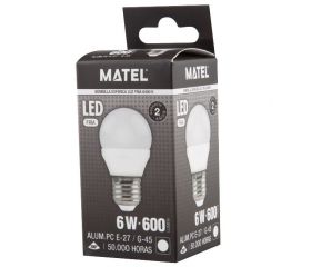 LAMPARA ESFERICA LED ALUM PC E27 6W FRIA