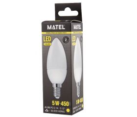 BOMBILLA LED VELA ALUM PC E14 5w CALIDA