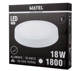 DOWNLIGHT LED SUPERFICIE REDONDO BL 18W FRIA