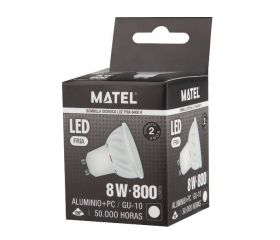 BOMBILLA LED DICROICA ALUM FUND 120º GU10 8w FRIA