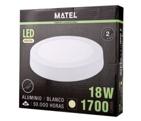 DOWNLIGHT LED SUPERFICIE REDONDO BLANCO 18W