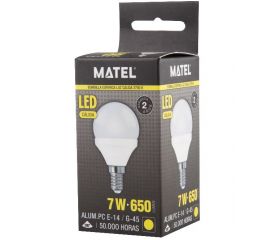 LAMPARA LED ESFERICA E14 7W CALIDA