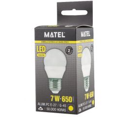 LAMPARA ESFERICA LED E27 7W CALIDA