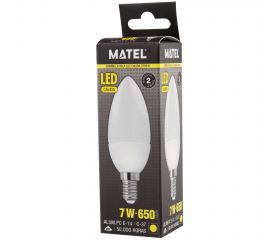 BOMBILLA LED VELA E14 7w CALIDA