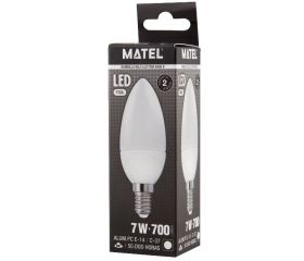 BOMBILLA LED VELA ALUM PC E14 7w FRIA