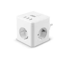 POWERCUBE 10A 3 TOMAS+3 USB BLANCO