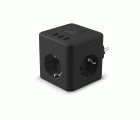 POWERCUBE 10A 3 TOMAS+3 USB NEGRO