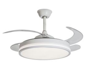 VENTILADOR TECHO BLANCO DC LED 4 ASPAS RETRACTILES