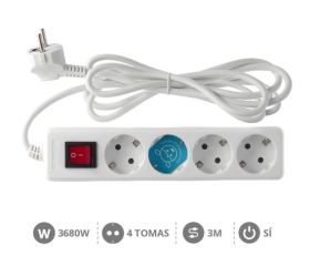 BASE MULTIPLE 4T C/INTERR 3X1,5 3M BLANCO