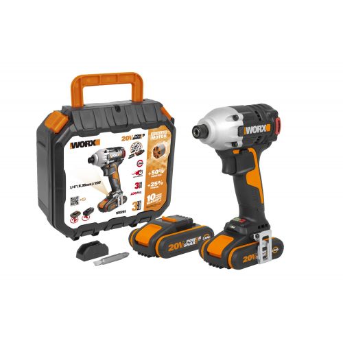 Worx WX261 - Atornillador Impacto Brushless 20V 2.0Ah (2 bat)