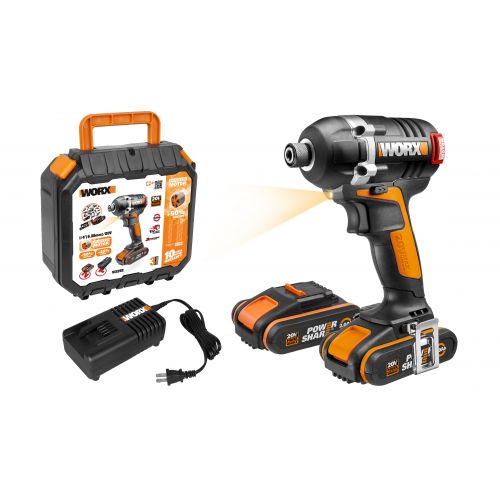 Worx WX292 - Atornillador de Impacto Brushless 20V 2.0Ah (2 bat)