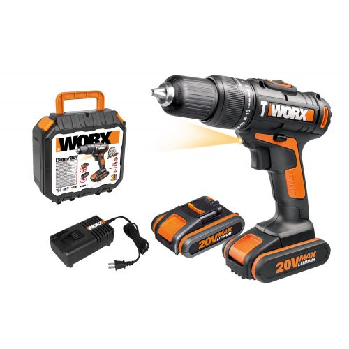 Worx WX371.1 - Taladro percutor 20V 2.0Ah (2 bat)