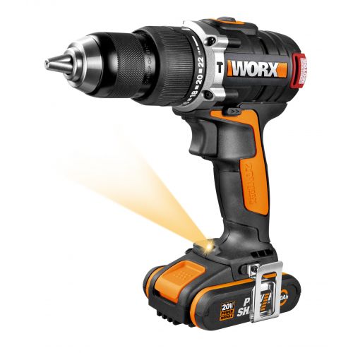 Worx WX373 - Taladro percutor Brushless 20V 2.0Ah (2 bat)