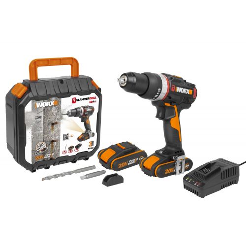 Worx WX-JCR - Taladro percutor Brushless Slammer Drill 20V 2.0Ah (2 bat)