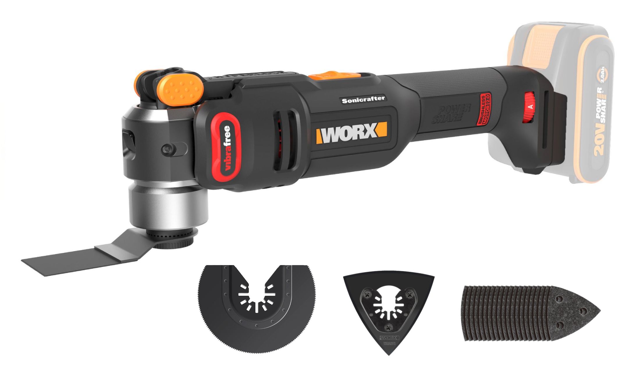 Worx WX698.9 - Multiherramienta Sonicrafter® BL NITRO 20V (S/bat)