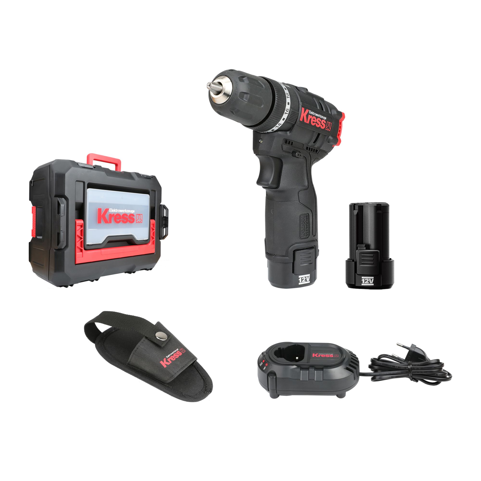 Taladro Atornillador percutor Brushless 12V 2Ah 2bat