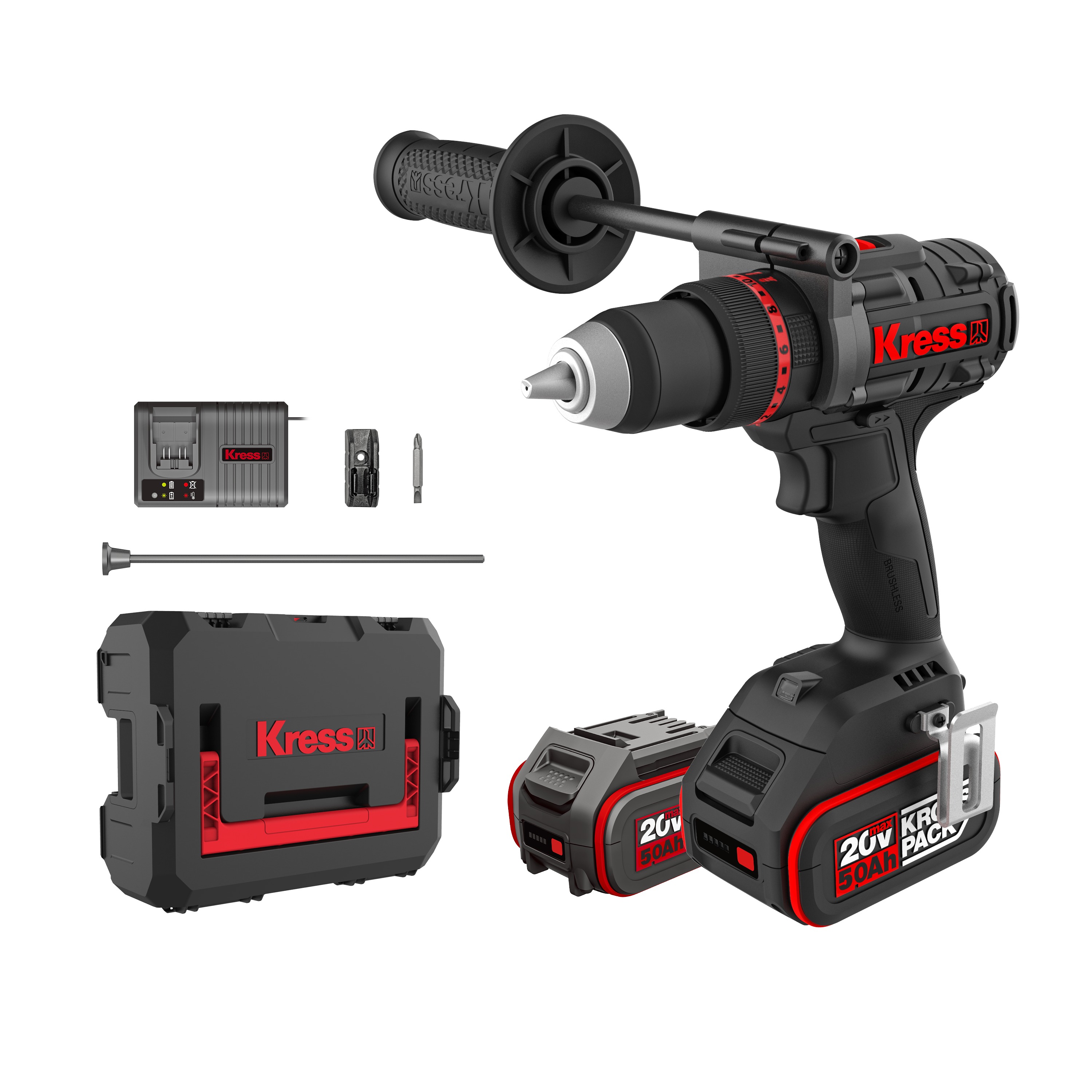 Taladro Percutor Brushless 20V 2bat 5Ah 150Nm