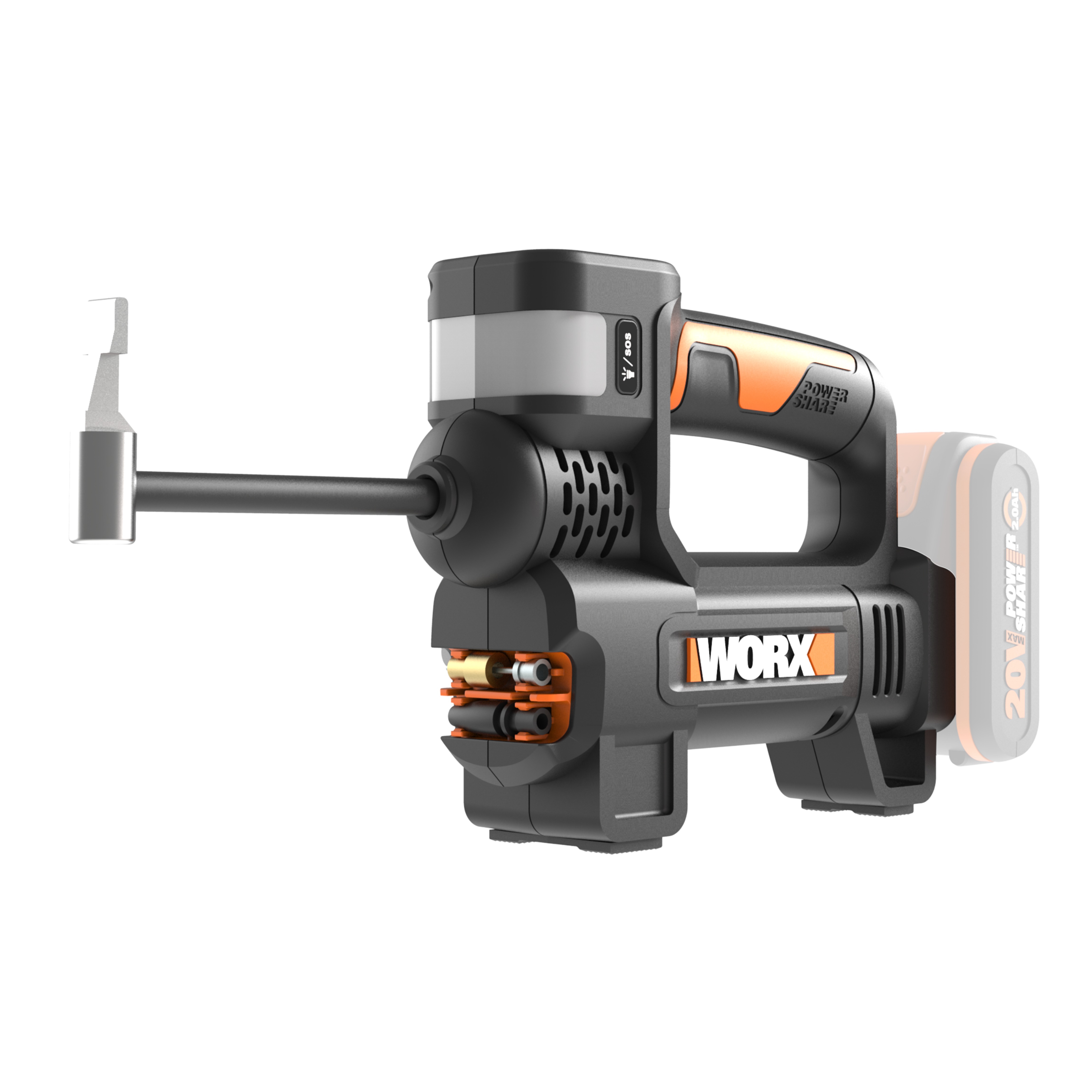 Worx WX092.9 - 2 en 1 Inflador y linterna 20V S/bat
